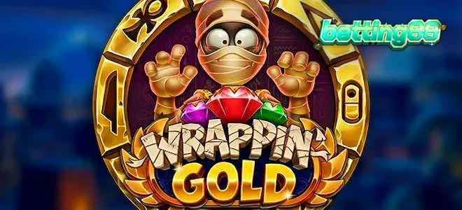 Tampilan visual permainan slot Wrappin Gold dengan tema mumi mesir